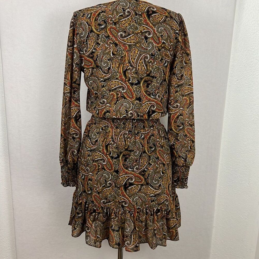 Michael Kors Paisley Boho Dress Smocked Waist Ruffle Hem Rustic Romance Size S - Picture 6 of 15